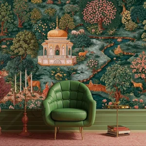 Indian Traditional Cultural Style Home Decoration Peel and StickJaipur Garden Wallpaper