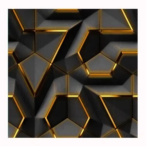 Interior 3D Geometric Wallpapers Wall Coating PVC Black and Gold Wallpaper