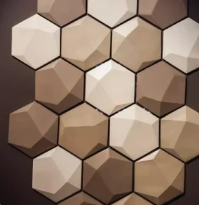 Interior Decoration Ceiling Tiles Leather Wallpaper Soft 3D Leather Wall Cladding 3D Hexagon Pu Leather Wall Panel