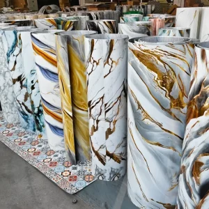 Interior Decoration Marble Fluted PVC Wallpapers Wall Panels