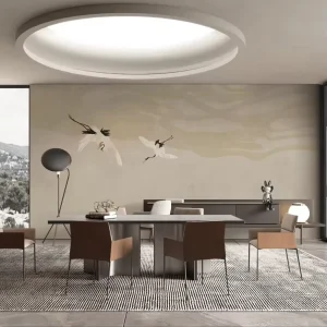 Interior Design Home Decor Items for Home Custom Crane Grey & Gold Cloud Line Wallpaper Mural for Study Office Hotel