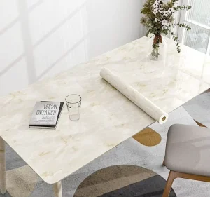 Interior Modern Geometric Anti Static Waterproof Self Adhesive PVC Wall Sticker White Glossy Marble Design Gym Hall Household