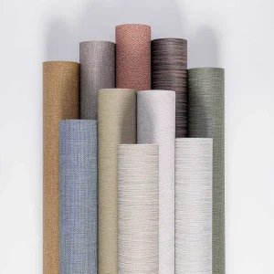 Interior Solid Non woven Fabric Commercial Wallcovering Backed Vinyl Wallpaper for Living Room and Hotels Decoration