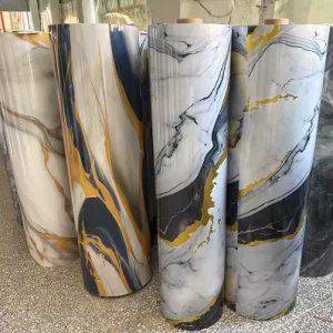Iridescent Marble PET Roll Waterproof Flame-Retardant for Home & Business