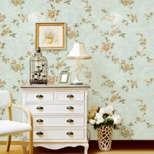 Italian Luxury Floral Design 3D Embossed Thickening Non Woven Wallpaper Rustic Style for Hotel Application