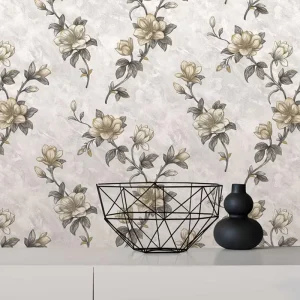Italian Luxury Floral Design 3D Embossed Thickening Non Woven Wallpaper Rustic Style for Hotel Application