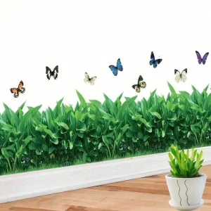 K2003 PVC Wall Paper Self Adhesive Home Decoration Grass Butterfly Wallpaper