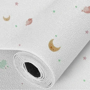 Kids Room Cartoon Design PVC Foam Home Decor Waterproof Wallpaper Rolls