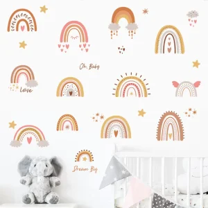 Kids Room Decoration Self Adhesive Cartoon Rainbow Wallpaper Wall Sticker