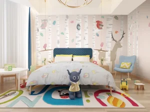 Kids Wallpaper Children Room Custom Whimsical Woodland Wall Mural Blush Pink Animal Pattern Wall Decor for Modern Kids Bedroom