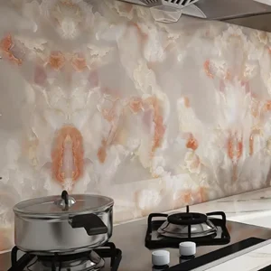 Kitchen Bedroom Waterproof Marble Pink Peel and Stick Wall Wallpaper for Dining Rooms