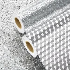Kitchen Oil Proof Roll Wall Paper Heat Resistant Wallpaper Self-Adhesive Aluminum Sticker Foil Film Kitchen Stickers