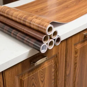 Korean Design High Glossy Self Adhesive Wood Grain Wrap Wood Laminate Sticker for Kitchen Floor Furniture Wallpaper Vinyl