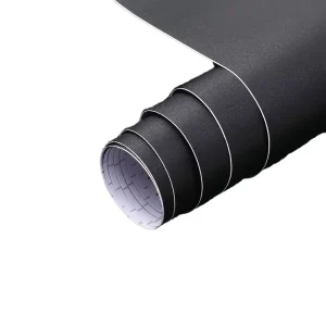 LONMAY Modern Matte Solid Black PVC Geometric Peel Stick Vinyl Wallpaper Waterproof Oil-Resistant 5 Year Office Use