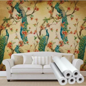 Large Format Repositionable Water Resistant Recycled Polyester Fabric Removable Self adhesive Printing Wallpaper