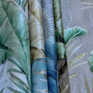 Large Leaf Pattern 53 PVC Wallpaper for Bedroom Walls Natural Style Floral Gold Marble Texture Background for Home