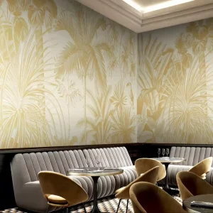 Large Modern Tropical Velvet 3D Moisture-Proof Wallpaper for Living Room and Bedroom Walls Interior Design with Tree Plant