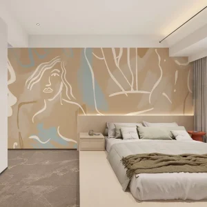 Large Scale Abstract Wallpaper Beige Gold Face Patten Wall Decoration for Home Commercial Space Eco Friendly Material