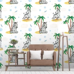 Latex PVC Free Removable Waterproof Peel and Stick Self-Adhesive Polyester Fabric for Children Room Interior Decoration