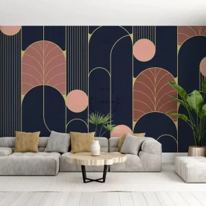 Leaf Geometry Adhesive Wall 3D Wallpaper for Living Room Custom Print