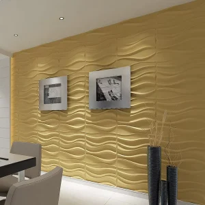 Leather Wallpaper Fluted Wall Panel CE Certificated Vinyl Wall Coating 3D Emboss Modern Design