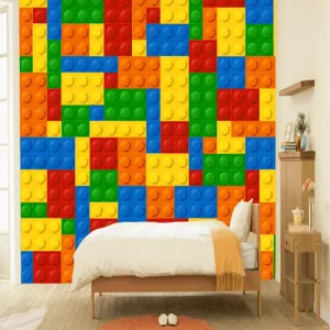 Lego Blocks Background Self-Adhesive Wallpaper Children’s Toy Store Wallpaper Anime Cartoon Children’s Room Non-Woven Mural