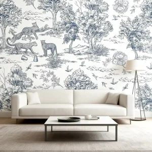 Leopard Jungle Animal Print Oil Canvas Fabric Wallpaper Self-Adhesive Peel Stick Modern Living Room Bedroom Entertainment