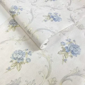 Light Blue Flower Pattern 3D Home Decoration Wallpaper for Bedroom Living Room Dining Room Sofa Background Wallpaper Roll