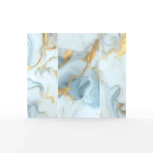 Light Blue Marble Gold Veins Self-Adhesive PVC Wallpaper Peel and Stick Setup Waterproof Modern Kitchen Bedroom Use