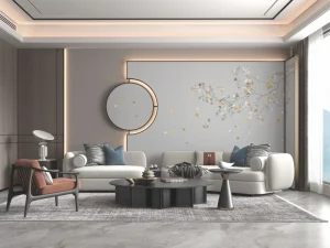 Light Luxury Modern Embossed Silk Ginkgo Leaf Mural Wallpaper for Home & Hotel Living Room Bedroom