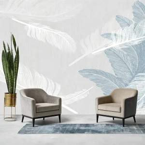Light Luxury Modern Feather Elegant Full Wall Waterproof Environmentally Friendly Wallpaper for Bedroom Exterior Hospital Wall