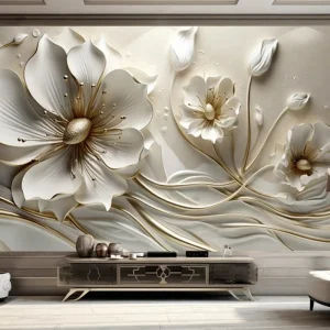 Light Luxury Relief Jewelry Flowers Wall 8d Textured Wallpaper Home Decoration