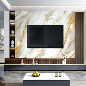 Lightweight PVC Marble Sheets Stone-Patterned Eco-friendly Wallpapers for Dining Room Decor UV Marble Wall
