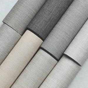 Linen Pattern Textured 15oz Wallcovering Waterproof Wall Decorative Fabric Backing Vinyl Wallpaper for Hotel