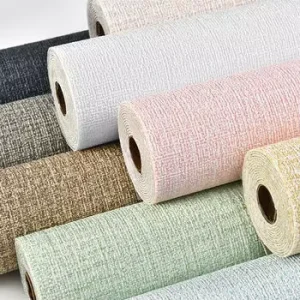 Linen Texture Wallpaper Wall Bedroom and Cabinet Fabric Detachable Vinyl Polyvinyl Chloride Self adhesive Wallpaper