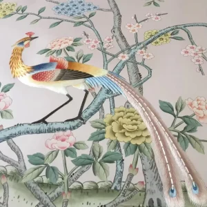Luxurious Floral Bird Embroidery Silk Waterproof Wall Paper Pink Mural Home Hotel Living Room Bedroom Interior Decor