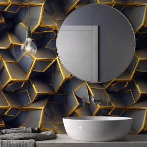 Luxurious Modern Geometric Pattern PVC Self-Adhesive Moisture-Resistant Wallpaper for Living Room Bedroom TV Walls Household Use