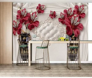 Luxury 3D Floral Diamond Mural for Interior Decor European Court Style Wallpaper Home Decoration