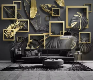 Luxury 3D Leaf Pattern Wall Mural Panel Non woven Canvas Ideal For Home Wall Decoration Wallpaper