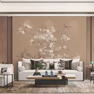 Luxury 3D Printed Embroidered Floral Bird Wall Mural Silk Texture Waterproof Wallpaper Custom Home Hotel Living Room Dining