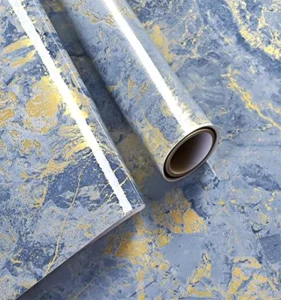 Luxury Blue Marble Self-adhesive Wallpaper Modern Geometric Waterproof Mould-Proof Kitchen Living Room Furniture Household