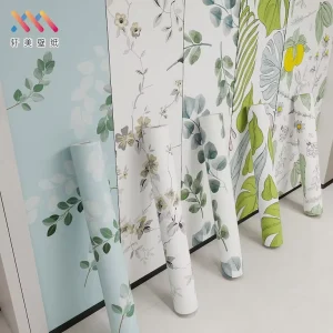 Luxury Botany Design Green Embossed Textured Waterproof PVC Vinyl Wallpaper Peel Stick Self Adhesive Modern Wall Decor