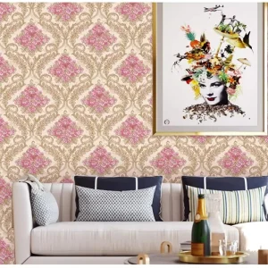 Luxury Damask Floral Peel and Stick Wallpaper Strong Glue for Apartment Use Waterproof Function for Household