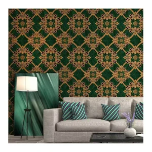 Luxury Damask Modern 3D Embossed PVC Wallpaper Waterproof Wallcovering for Home Entertainment and Household Decoration