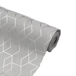 Luxury Dark Gray Metallic Gold Line Geometric Modern Minimalist 3D Cube Pattern Self adhesive Wallpaper for Household Home Decor