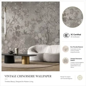Luxury Embossed Paper Wallpaper Sound Absorbing Peacock Wall Mural Classical Floral Wall Covering for Bedroom