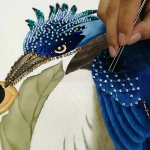 Luxury Embroidered Beaded Peacock Hand Painted Wallpaper for Interior House Wall Decoration