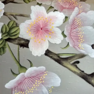 Luxury Embroidered Plum Blossoms Handpainted Silk Wallpaper for Home Improvement