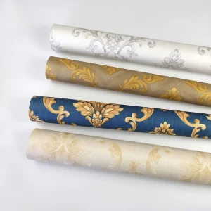 Luxury European Brocade 3D PVC Wallpaper Roll Waterproof Texture 3 Used for Hotel Living Room Bedroom and Office Decoration