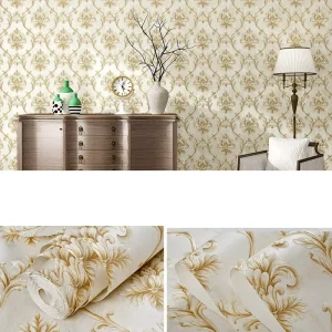 Luxury European Floral Self Adhesive Wallpaper Embossed Non Woven Wall Paper for Living Room Bedroom Interior Decoration